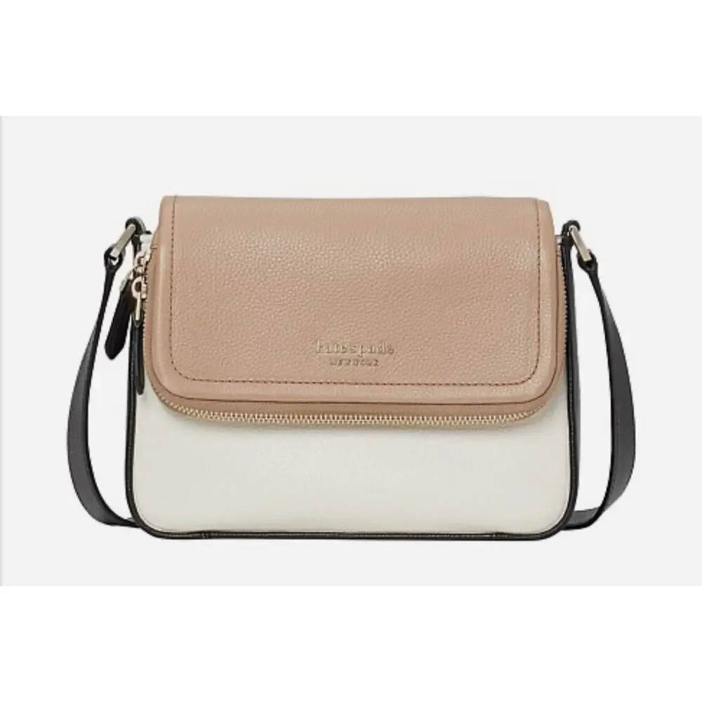 NWT! KATE SPADE New York Run Around Large‎ Black Colorblocked Flap Crossbody Bag